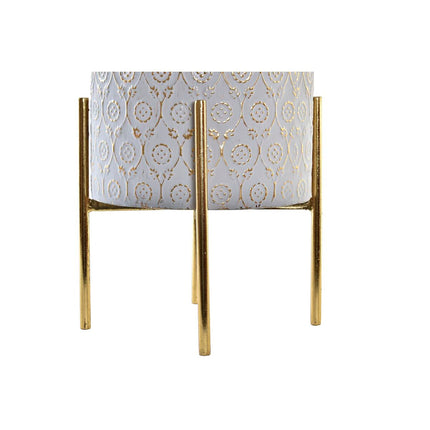 Blumentopfset DKD Home Decor Grau Gold Metall Weiß zweifarbig Eisen Araber (35 x 35 x 53 cm)