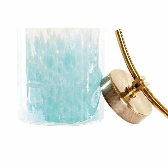 Vase DKD Home Decor Kristall Blau Gold Metall Mediterraner (19 x 15 x 41 cm)