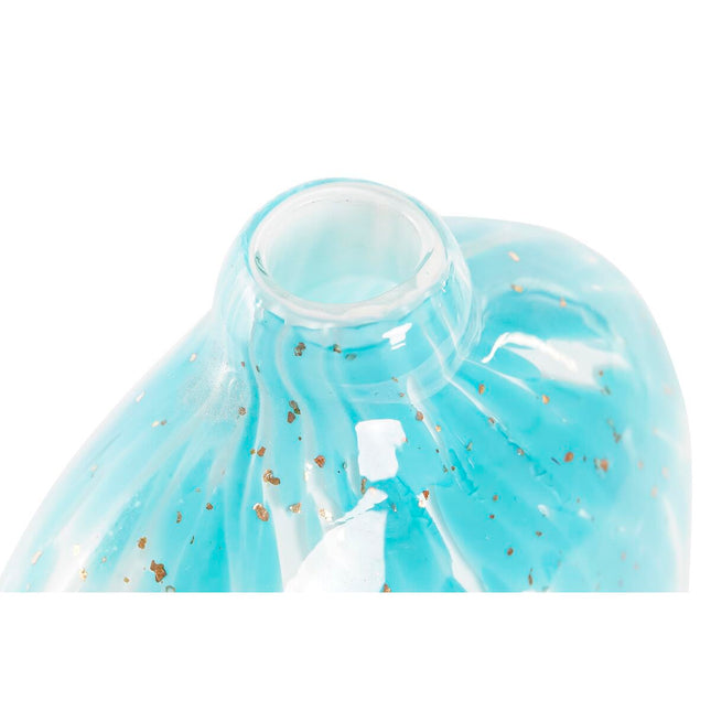 Vase DKD Home Decor 12,5 x 6,5 x 28 cm Kristall Blau Mediterraner
