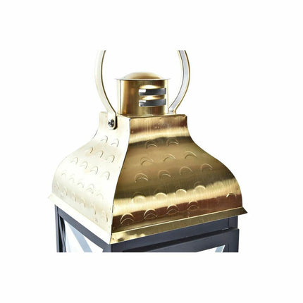 Laterne DKD Home Decor Kristall Schwarz Gold Metall (19 x 19 x 58 cm)