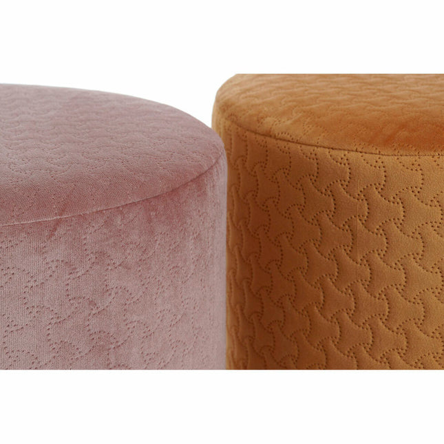 Fußstütze DKD Home Decor Rosa Gold Metall Holz Orange Samt 35 x 35 x 35 cm Velvet (2 Stück)
