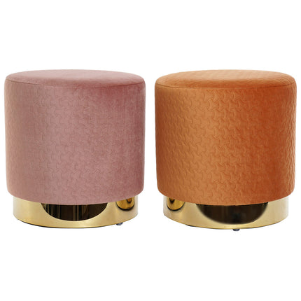 Fußstütze DKD Home Decor Rosa Gold Metall Holz Orange Samt 35 x 35 x 35 cm Velvet (2 Stück)
