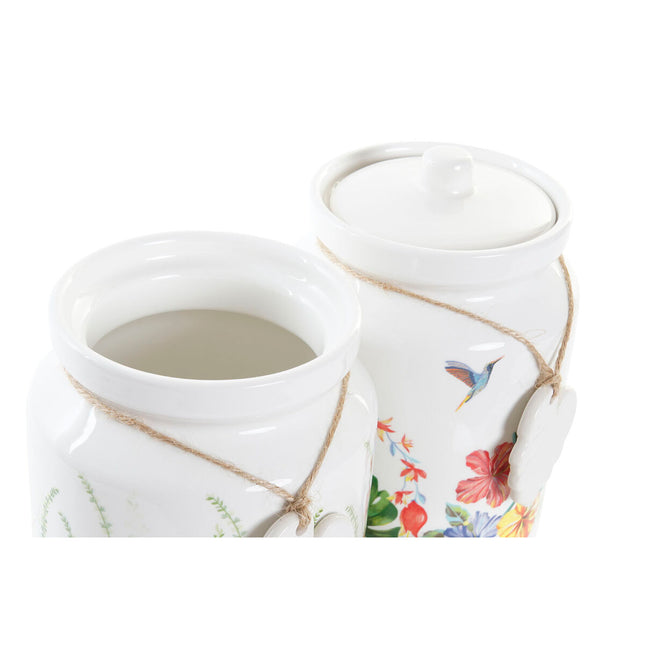 Gefäß DKD Home Decor Garten Bunt Tropical Dolomite (2,3 L) (2 Stück)