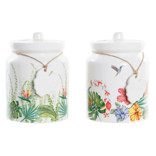 Gefäß DKD Home Decor Garten Bunt Tropical Dolomite (2,3 L) (2 Stück)