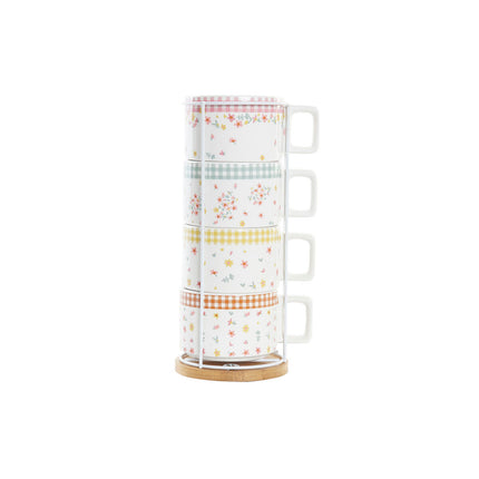 Satz von Kaffeetassen DKD Home Decor Rot Metall Braun grün Gelb 260 ml 4 Stücke Dolomite