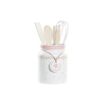 Küchenutensilien-Set DKD Home Decor Blomster 12 x 12 x 22 cm Dolomite Holz MDF (5 Stück)