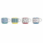 Satz von Kaffeetassen DKD Home Decor Bunt Blau Metall türkis Gelb Granatrot Steingut 150 ml 4 Stücke