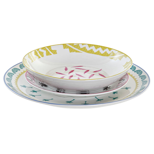 Geschirr-Set DKD Home Decor Afrikaner Porzellan (18 pcs)
