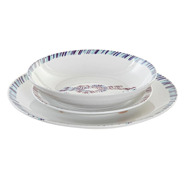 Geschirr-Set DKD Home Decor Marineblau Porzellan (18 pcs)