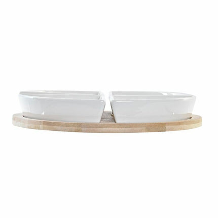 Satz für Appetithäppchen DKD Home Decor 21,5 x 21,5 x 1 cm natürlich Weiß Bunt Steingut Tropical (5 pcs)