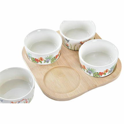 Satz für Appetithäppchen DKD Home Decor 19,7 x 19,7 x 1 cm natürlich Bunt Steingut Tropical (5 pcs)