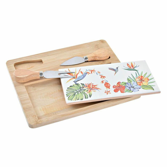 Käsebrett DKD Home Decor 24,5 x 20 x 1,2 cm Bunt Steingut Tropical