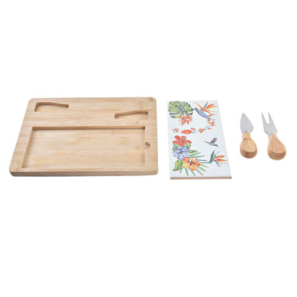 Käsebrett DKD Home Decor 24,5 x 20 x 1,2 cm Bunt Steingut Tropical
