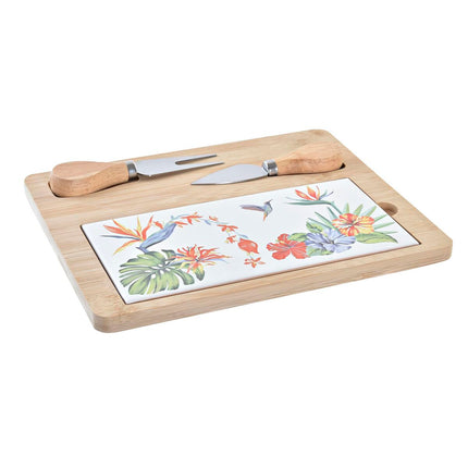 Käsebrett DKD Home Decor 24,5 x 20 x 1,2 cm Bunt Steingut Tropical