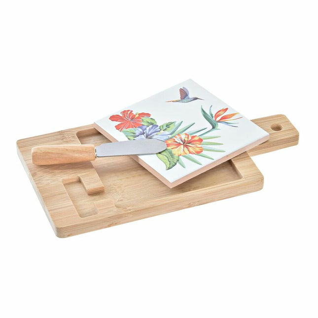 Käsebrett DKD Home Decor 21,5 x 11,8 x 1,5 cm Bunt Steingut Tropical