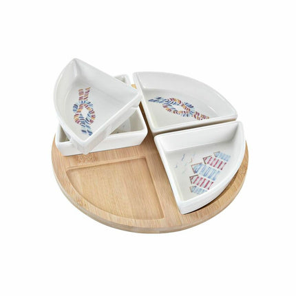 Satz für Appetithäppchen DKD Home Decor 21,5 x 21,5 x 1 cm natürlich Blau Steingut Mediterraner (5 pcs)
