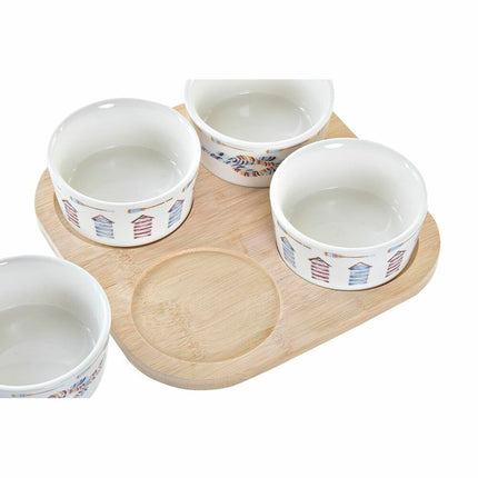 Satz für Appetithäppchen DKD Home Decor 19,7 x 19,7 x 1 cm natürlich Blau Steingut Mediterraner (5 pcs)