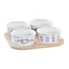 Satz für Appetithäppchen DKD Home Decor 19,7 x 19,7 x 1 cm natürlich Blau Steingut Mediterraner (5 pcs)