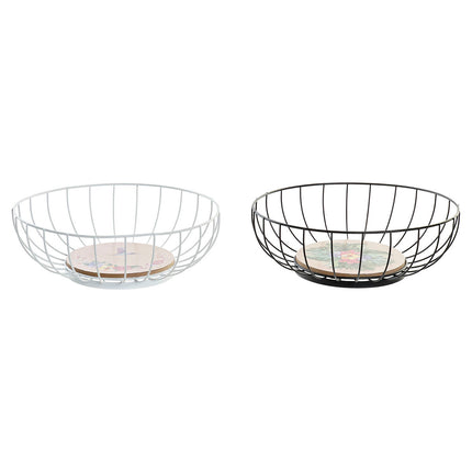 Obstschale DKD Home Decor 28 x 28 x 11 cm Metall Bunt Holz MDF (2 Stück)