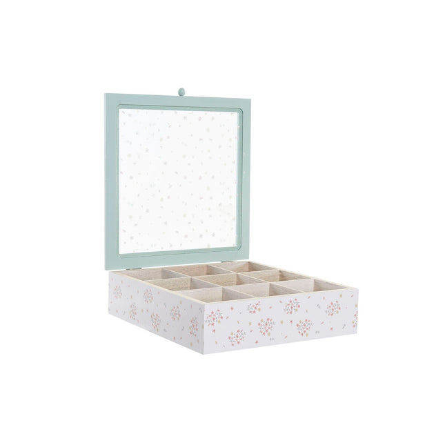 Teebox DKD Home Decor Kristall Rot Metall grün Gelb 24 x 24 x 7 cm 3 Stücke Holz MDF