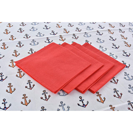 Tischwäsche-Set DKD Home Decor 150 x 150 x 0,5 cm Rot Blau Weiß (2 Stück)