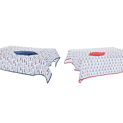 Tischwäsche-Set DKD Home Decor 150 x 150 x 0,5 cm Rot Blau Weiß (2 Stück)