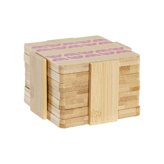 Untersetzer DKD Home Decor Africa Bambus (10 x 10 x 1 cm) (6 pcs)