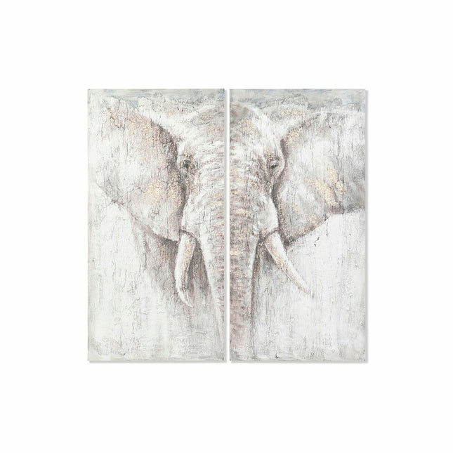 Satz mit 2 Bildern DKD Home Decor 120 x 3,7 x 120 cm Elefant Kolonial