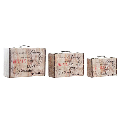 Set dekorativer Karten DKD Home Decor Liebe Leinwand Holz (3 pcs)