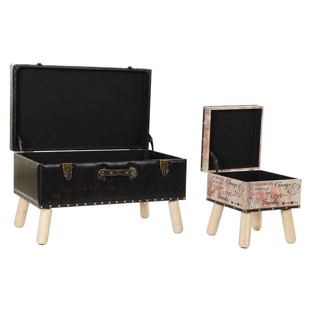 Barhocker DKD Home Decor   Rot Schwarz Beige Holz Braun PU (70 x 40 x 44 cm)