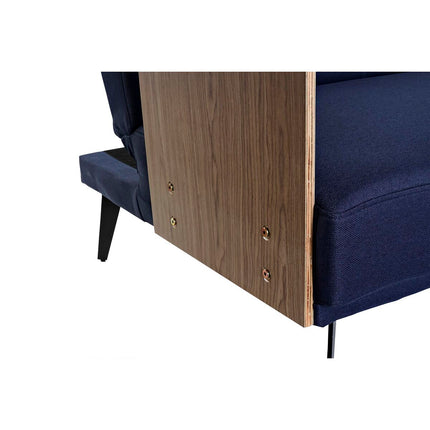 Schlafsofa DKD Home Decor 203 x 87 x 81 cm Schwarz Blau Metall Braun