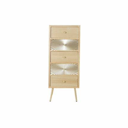 Schubladenschrank DKD Home Decor Tanne natürlich Gold Metall Moderne Holz MDF (45 x 38 x 117 cm)