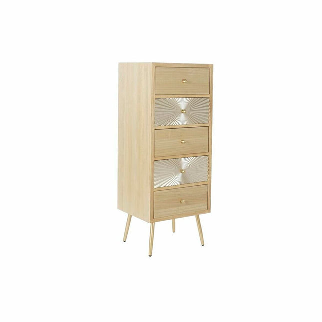 Schubladenschrank DKD Home Decor Tanne natürlich Gold Metall Moderne Holz MDF (45 x 38 x 117 cm)