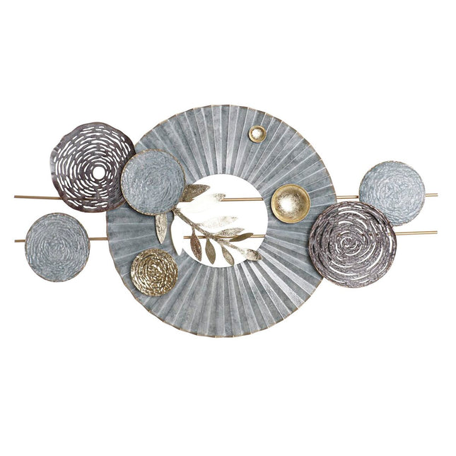 Wanddekoration DKD Home Decor Blau 91 x 5,7 x 49 cm Grau Gold Kreise