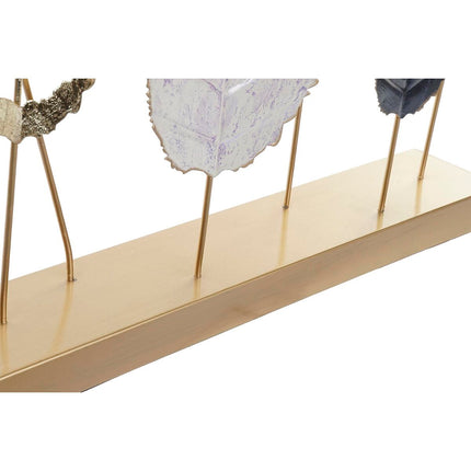 Deko-Figur DKD Home Decor Blau Gold Metall Weiß Moderne Pflanzenblatt (48,3 x 7,6 x 50,2 cm)