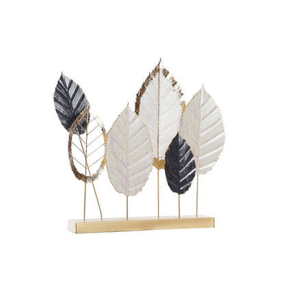 Deko-Figur DKD Home Decor Blau Gold Metall Weiß Moderne Pflanzenblatt (48,3 x 7,6 x 50,2 cm)
