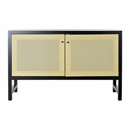 Anrichte DKD Home Decor Schwarz Tanne natürlich Rattan (120 x 38 x 76 cm)