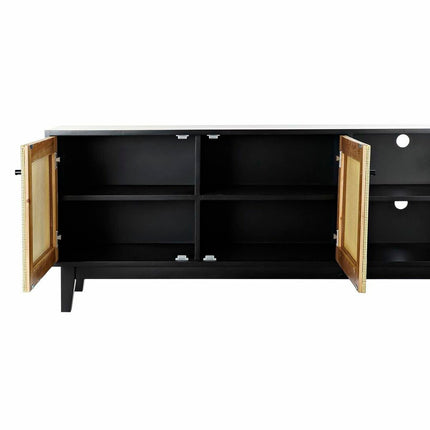 TV-Möbel DKD Home Decor Schwarz Tanne Rattan (160 x 65 x 38 cm)