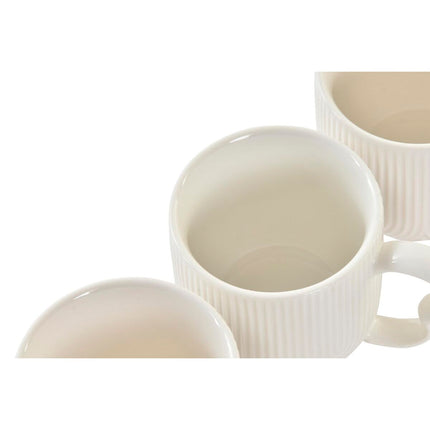 Set aus 6 Teetassen mit Teller DKD Home Decor natürlich Porzellan Weiß 90 ml
