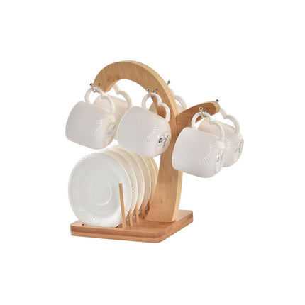 Set aus 6 Teetassen mit Teller DKD Home Decor natürlich Porzellan Weiß 90 ml