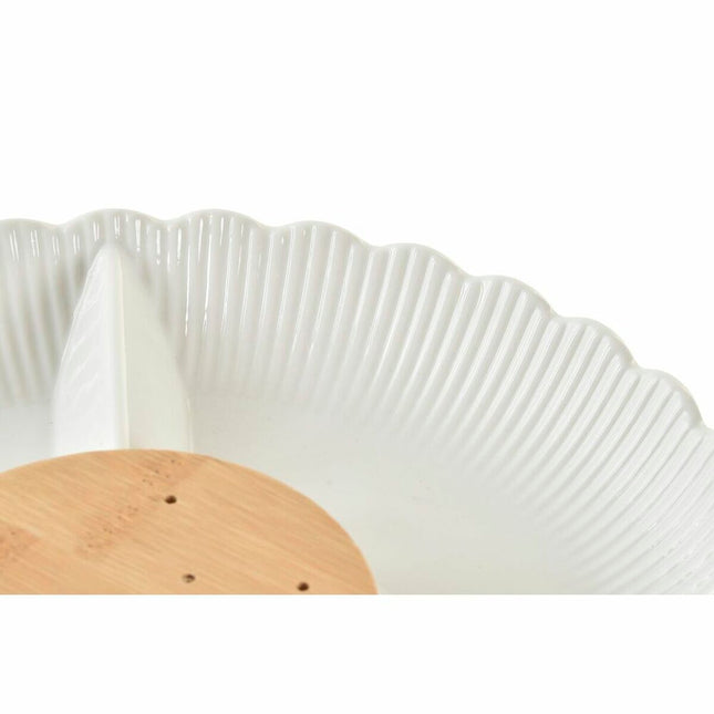 Tablett für Snacks DKD Home Decor 25,5 x 25,5 x 3 cm natürlich Porzellan Weiß