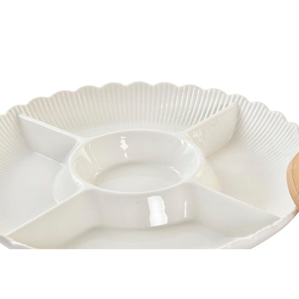 Tablett für Snacks DKD Home Decor 25,5 x 25,5 x 3 cm natürlich Porzellan Weiß