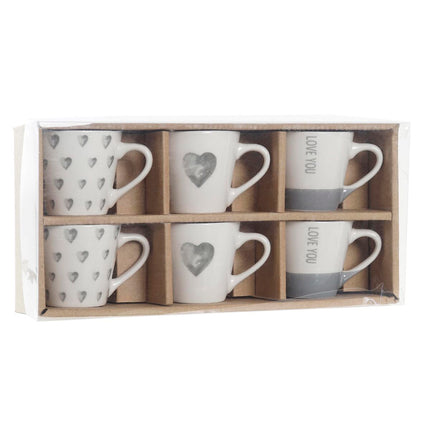Satz von Kaffeetassen DKD Home Decor Porzellan Grau 90 ml