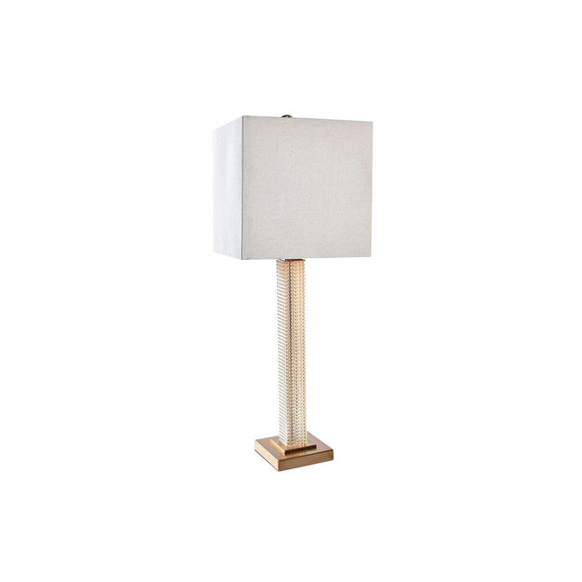Tischlampe DKD Home Decor 28 x 28 x 76 cm Kristall Beige Gold Metall 220 V 50 W