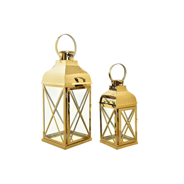 Laternen DKD Home Decor Kristall Gold Metall 19 x 19 x 47 cm