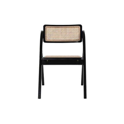 Gepolsterte Campingstuhl DKD Home Decor natürlich Schwarz Rattan Ulme (53 x 60 x 79 cm)