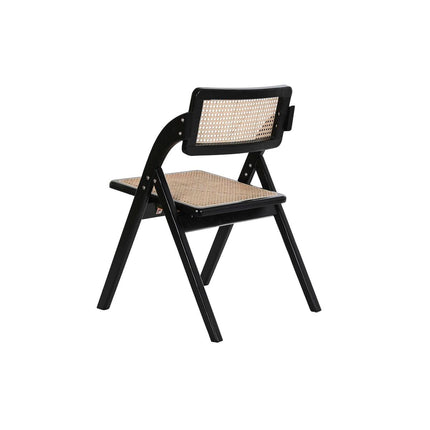 Gepolsterte Campingstuhl DKD Home Decor natürlich Schwarz Rattan Ulme (53 x 60 x 79 cm)