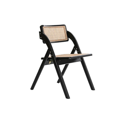 Gepolsterte Campingstuhl DKD Home Decor natürlich Schwarz Rattan Ulme (53 x 60 x 79 cm)