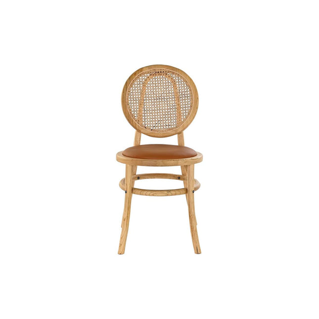 Stuhl DKD Home Decor Camel Polsterung natürlich Rattan Ulmenholz 43 x 43 x 89 cm