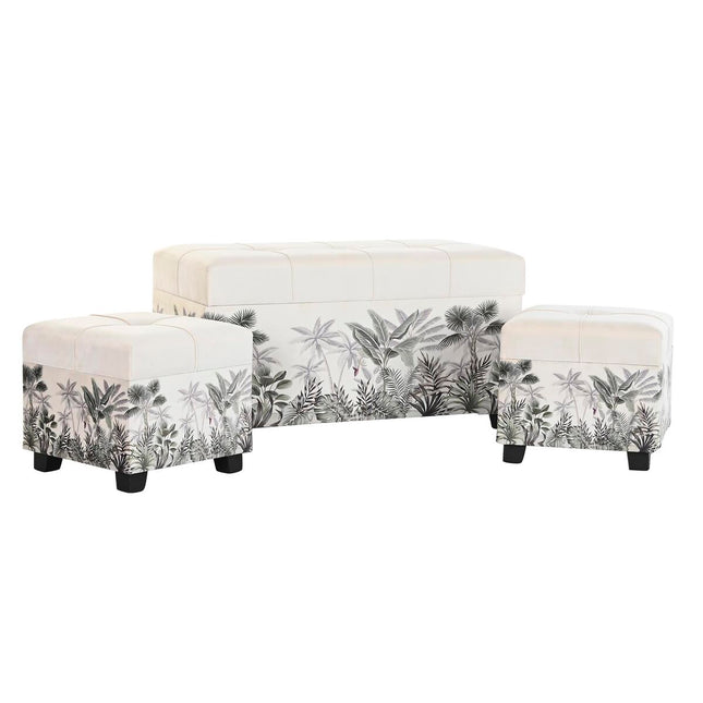 Barhocker DKD Home Decor   Schwarz Beige Polyester grün Holz MDF (80 x 40 x 43 cm)